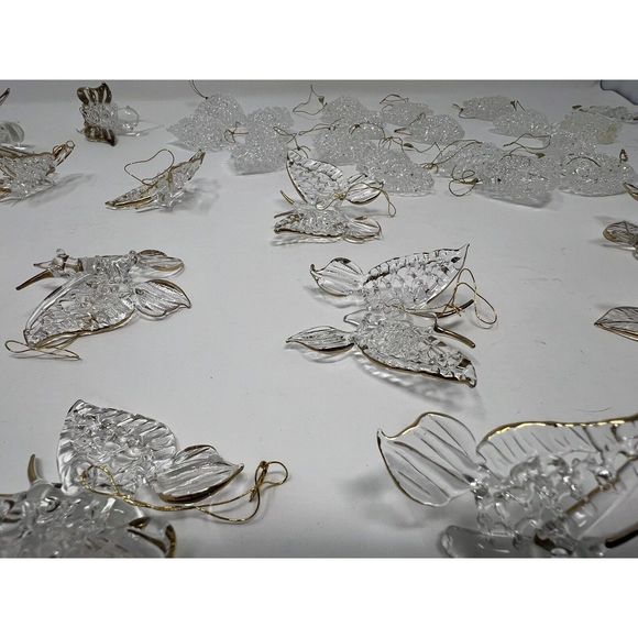 Beautiful Vintage Glass Christmas Tree Ornaments Butterfly Hearts Poinsettia - Picture 11 of 16